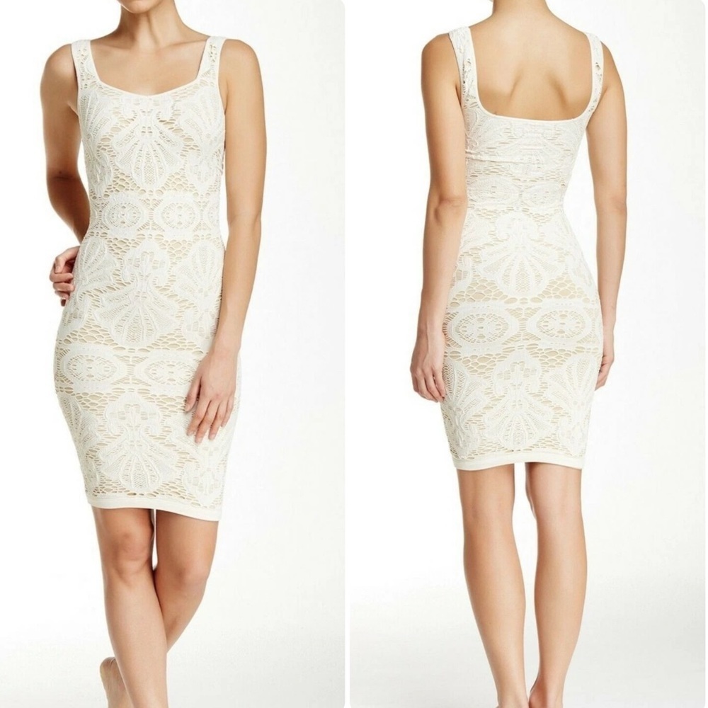 Free People Intimately Bodycon Medallion Lace Slip Dress in Ivory Sz XS/S Chic
